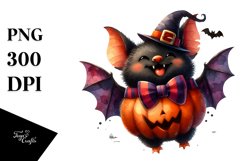 Watercolor Funny Halloween Bat Product Image 1