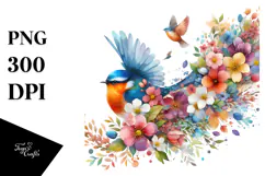 Colorful Bird Painting PNG Product Image 1