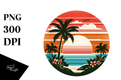 Retro Tropical Island Sunset CliparPNG Product Image 1