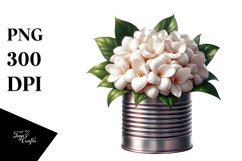 Shiny Can with Large Gardenia | Clipart Product Image 3