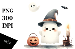 Washed Watercolor Style Simple Halloween Ghost Product Image 1
