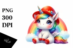 Baby Unicorn Red Hat Rainbow | Clipart Product Image 3