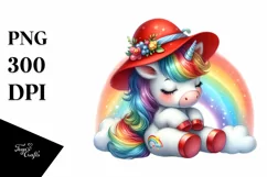 Baby Unicorn Red Hat Rainbow | Clipart Product Image 3