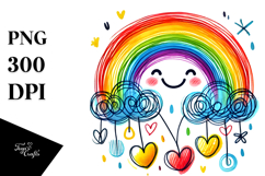 Scribbled Smiling Rainbow PNG Product Image 1