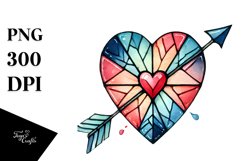 Simple Watercolor Stained Hearth Arrow PNG Product Image 1