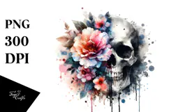 Flower with Splashes and Skull, Transparent PNG Product Image 1