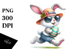 Goofy Bunny with Vintage Hat and Big Egg PNG Product Image 1