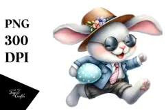 Goofy Bunny with Vintage Hat and Big Egg PNG Product Image 1