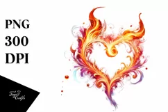Red Fire Heart Digital Painting PNG Product Image 1