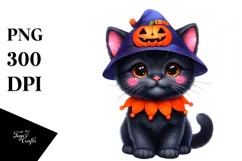 Spooky Baby Black Cat Halloween PNG Product Image 1