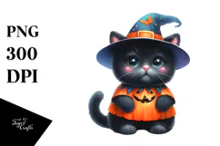 Spooky Baby Black Cat Halloween PNG Product Image 1