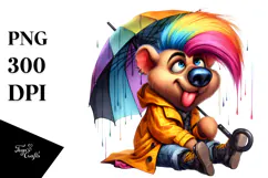Aggressive Baby Bear with Raincoat, Transparent PNG Product Image 1