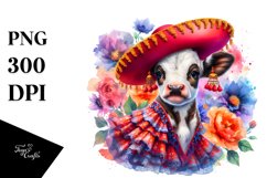 Baby Cow in Flamenco Dress, Transparent PNG Product Image 1