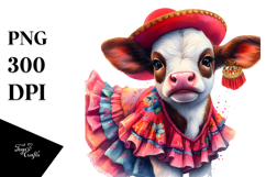 Baby Cow in Flamenco Dress, Transparent PNG Product Image 1