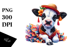 Baby Cow in Flamenco Dress, Transparent PNG Product Image 1