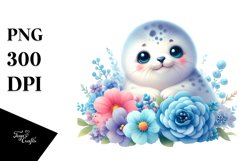 Colorful Baby Seal Resting | Watercolor Clipart Product Image 1