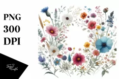Centered Wild Flowers Watercolor Colorful | Clipart Product Image 1