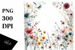 Centered Wild Flowers Watercolor Colorful | Clipart Product Image 3