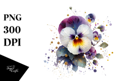 Pansy Material Watercolor Splash PNG Product Image 1
