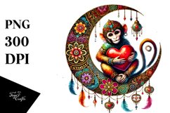 Adorned Monkey Holding Heart PNG Product Image 1