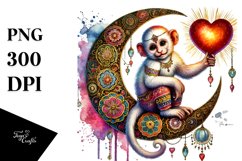 Adorned Monkey Watercolor PNG Product Image 1