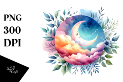 Wimsical Moon Foliage Clouds Clipart Product Image 1