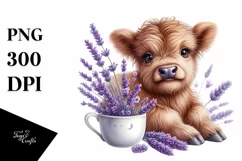 Baby Highland Cow Lavender | Clipart Product Image 3