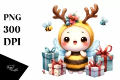 Baby Bee with Festive Vibes, Transparent PNG Product Image 1