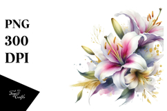 A Washed Watercolor Vibrant with Lily Gold Insertions, White Product Image 1