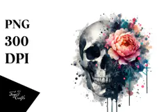 Flower with Splashes and Skull, Transparent PNG Product Image 1