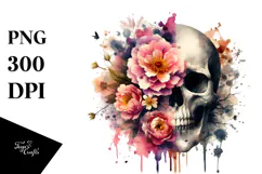 Flower Skull Painting PNG Product Image 1