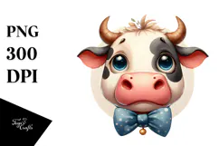 Cow with Bow and Tie PNG Product Image 1