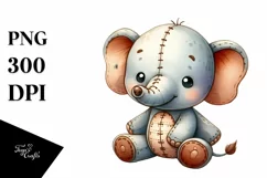 Vibrant Colorful Baby Elephant Sewed | Watercolor Clipart Product Image 1
