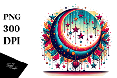 Vibrant Half Moon Retro PNG Product Image 1