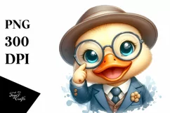 Duck Suit Retro es | Watercolor Clipart Product Image 3