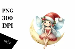 Fairy with Santa Hat and Snowflakes PNG Product Image 3