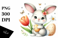 Easter Bunny Egg Flower, Clipart |T-shirt, Mug PNG Product Image 8