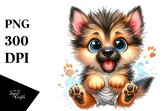 Happy German Shepherd Cartoon PNG Product Image 1