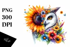 Abstract Owl with Sunflower Body, PNG Product Image 3