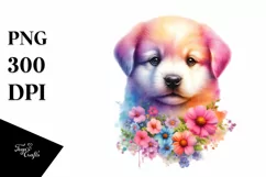 Vibrant Puppy Half Flowers | Clipart Product Image 1