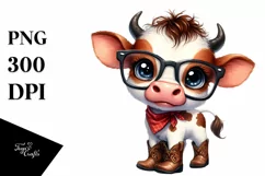 Baby Cow with es PNG Product Image 3