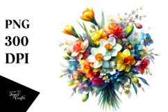 Vibrant Colorful Buquet Narcissus | Clipart Product Image 3