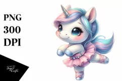 Baby Unicorn Posing as Dancer | Watercolor Clipart Product Image 3