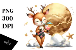Deer with Beachwear and Cocktail, High-Res PNG Product Image 1