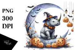 Rhino on Moon for Halloween PNG Product Image 1