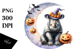 Rhino on Moon for Halloween PNG Product Image 1