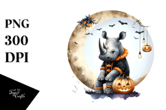 Rhino on Moon for Halloween PNG Product Image 1