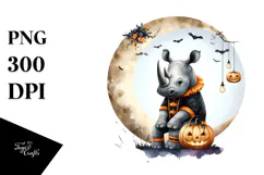 Rhino on Moon for Halloween PNG Product Image 1