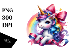 Baby Unicorn with Ribbon, Transparent PNG Product Image 1