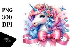 Colorful Baby Unicorn Ribbon PNG Product Image 1